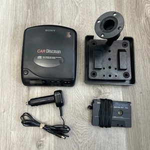 Sony Car Discman D-180K Portable CD Player w/ AC Adapter Cassette Converter READ - Picture 1 of 16
