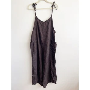 Meo Meli Jumpsuit braun Leinen weites Bein One Size lagenlook chocolate artsy boho - Bild 1 von 14