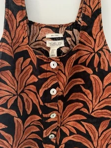 Rachel Zoe Slvless Blouse Womens Palm Tree 100% Linen Summer Festival Cool XL - Bild 1 von 12