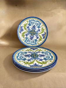 4 Certified International 11" Melamine Luca Plates Blue White & More - Picture 1 of 6