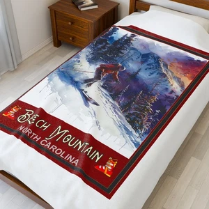 Ski Beech Mountain NC Skiing Blanket Plush Blanket Luxurious Slopes Downhill - Picture 1 of 13