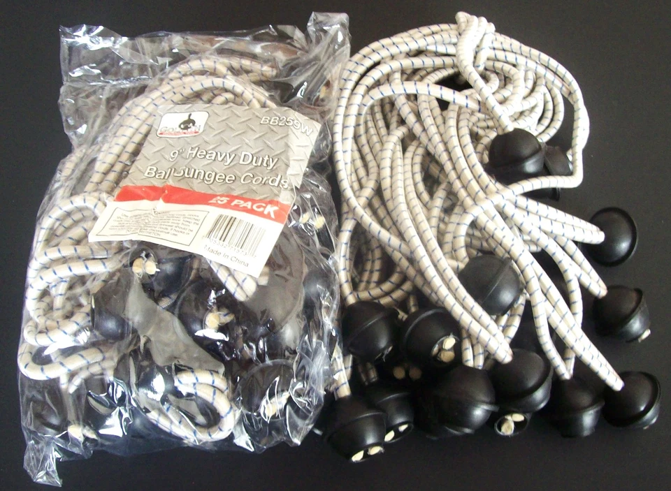 50 Goliath Industrial 9" White Ball Bungee BB259W Tie Down Tarp Stretch Cords