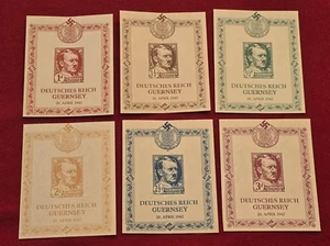 WW2 WWII Nazi German Third Reich Adolf Hitler Birthday stamp Sheets GUERNSEY GB - Picture 1 of 4