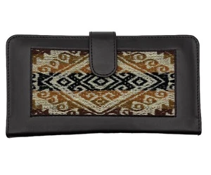 Cartera sin asas de cuero triple multicolor peruana para mujer hecha a mano y bolsa antipolvo - Imagen 1 de 6