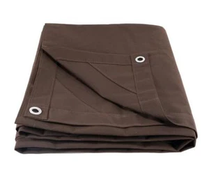 6' x 8' Dark Brown Canvas Tarp 12oz Water Resistant Heavy Duty Camping Tarps - Picture 1 of 12