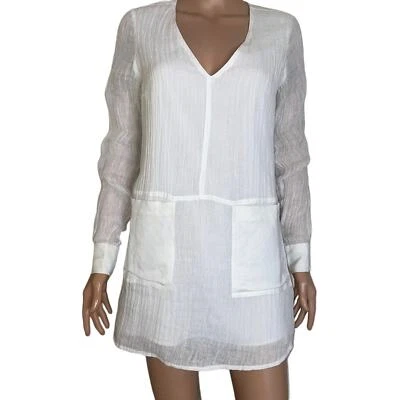 Dolce Vita ladies blouse white linen Beautiful linen Tunic gauze boxy SZ xs - Image 1 of 4