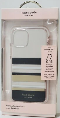 OEM Kate Spade NY iPhone 11 Pro 5.8" Defensive Bumper Case Park Stripe Gold Foil - Image 1 of 4