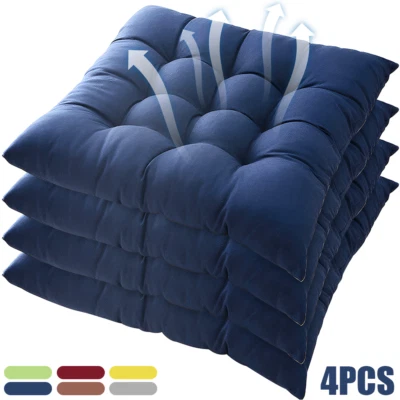 4er Set Stuhlkissen Sitzkissen Stuhlauflage Sitzauflage 40x40cm mit Bändern - Bild 1 von 4