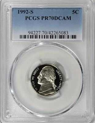1992 - S  Jefferson Nickel - PCGS PR70DCAM - Image 1 of 2