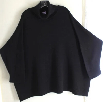 Eskandar OS BROWN Boxy 100% Merino Wool Turtleneck Sweater Poncho Medium-Weight  - Image 1 of 4