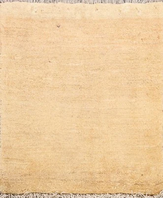 IVORY Solid Contemporary Gabbeh Area Rug Hand-knotted Oriental Carpet 2x2 Square - Image 1 of 4