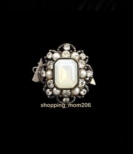 Lia Sophia "Harwick" Hematite Tone w/Resin, Crystals & Pearls Ring - Size 7 NIB