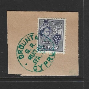 CYPRUS OROUNTA G.R RURAL POSTAL POSTMARK CANCEL Q.E 1955 STAMP ON PIECE - Picture 1 of 1