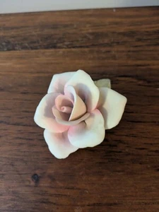 Vintage Napoleon Italian Capodimonte Porcelain Single Pink Rose Figurine w/Tag - Picture 1 of 5