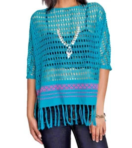 Umgee Top Size S Fringe Embroidered Mesh Lace Relaxed Tunic Whimsigoth Womens - Picture 1 of 5