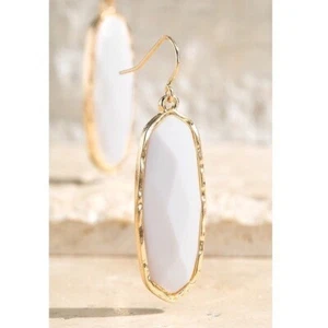 Dangle Earrings White Gold Tone French Wire Faceted Acrylic - Picture 1 of 5