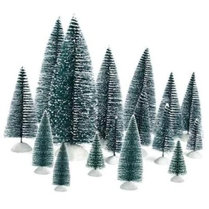 46Pcs Mini Christmas Trees Bottle Brush Trees Miniature Sisal Snow Dark Green - Picture 1 of 7