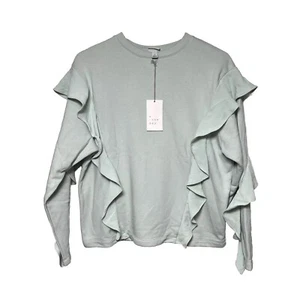 A NEW DAY Women’s sweatshirt long sleeve Crew neck Light Green Sz S Pullover NWT - Picture 1 of 14