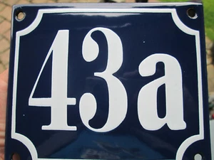 Número de casa esmalte nº 43a número blanco sobre fondo azul 12 cm x 10 cm  - Imagen 1 de 12