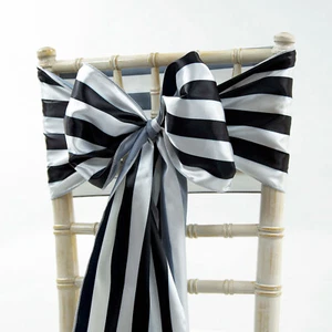 Silla a Rayas Satinada Blanco y Negro Faja Arco Fiesta Evento Boda Decoración Clásica - Imagen 1 de 2