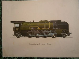 Planche gravure publicitaire locomotive chemin de fer train : 141P France 1946 - Imagen 1 de 2