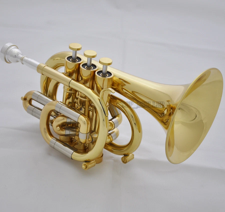 Trompeta Profesional Llave C Bolsillo Oro Lacq Corneta Cuerno Monel Válvula Nuevo Estuche Foto 1 de 4