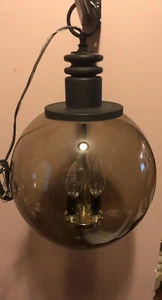 Vintage 1970-80s Hanging Light Smoked Glass Globe - Picture 1 of 11