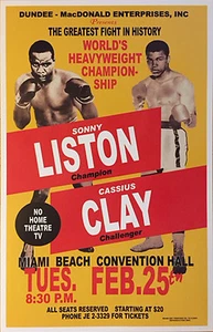 REPLICA Muhammad Ali aka Cassius Clay vs. Sonny Liston Boxing Fight Poster - Picture 1 of 1