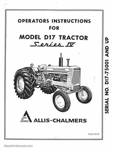 Allis Chalmers D-17 Series IV Tractor Operators Manual - Bild 1 von 1