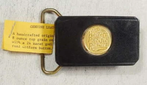 Leder Gürtelschnalle, Western Pacific Railroad Uniform Knopfeinsatz, "Vintage" - Bild 1 von 4