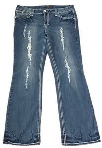 ZD Jeans Women’s Size 15 Blue Denim Distressed EX - Picture 1 of 4