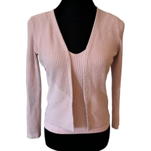 Dana Buchman Pink Ribbed Sweater Set Small HC - Picture 1 of 9
