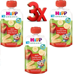 HiPP ORGANIC HIPPIS Apple Banana With Baby Biscuit Gluten Free 3 x 100gr/3.52oz - Picture 1 of 7