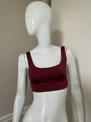 ATHLETA Burgundy Maroon Strappy Racerback Cropped Bra Fitness Top Sz XS - Imagem 1 de 4