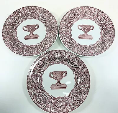 Vintage SPODE Dinner Plate Victorian Cranberry 10.5" Warwick Vase Lot of 3 - Image 1 of 4