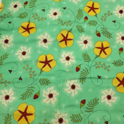 Mod The Sweet Life Pat Sloan Green Floral Cotton Fabric 1.6 Yd 43050 - Image 1 of 4