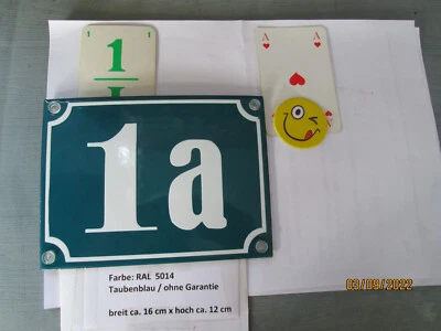 Hausnummer Emaille 1a,2a,3a,4a,5a,6a,7a,8a,9a,10a,11a,12a Weiß/Taubenblau 16x12 - Image 1 of 4