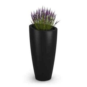 Modesto 32 in. Round Black Polyethylene Planter - Picture 1 of 8