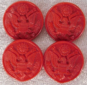 Vintage WWII US Army Officer Uniform Eagle Red Plastic 3/4" Buttons Set 4 - Picture 1 of 4