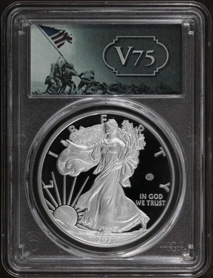 2020-W (PR70 DCAM) V75 Proof American Silver Eagle $1 ASE PCGS - First Strike - Image 1 of 2