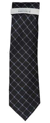 Corbata clásica Perry Ellis Portfolio para hombre con estampado de puntos Teague negra gris 3" Foto 1 de 2