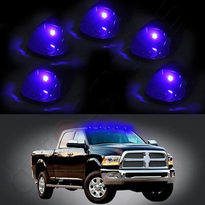 5x Smoke Lens Running Cab Marker Lights + T10 Purple LED Bulb For 99-02 Dodge - Image 1 of 4