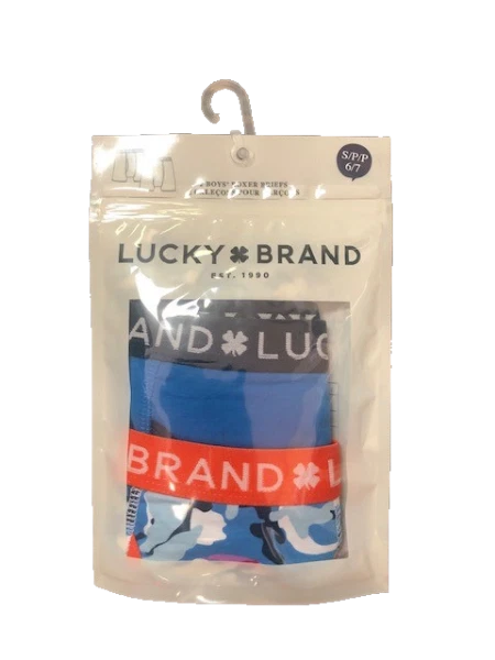Lucky Brand Boys Cotton Boxer Briefs 2 Pack, Blue/Camo, Size S/P, 6/7 - Image 1 of 2