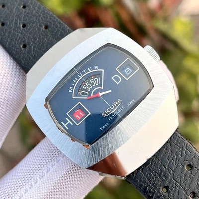 Vintage Sicura Breitling Digital Jump Hour Manual Winding Swiss Made Men's Watch - Image 1 of 4