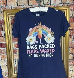 T-Shirt Damen Large Bags Packed Flaps Waxed No Turning Meme lustig L " - Bild 1 von 6