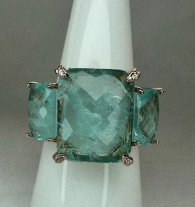Bomb Party MHA Size 8 - RG75431 "Let Your Soul Shine" Aquamarine On Rose Gold - Picture 1 of 6