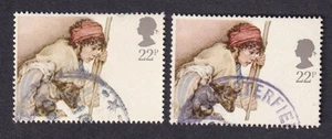 GB QE2 1984 Xmas 22p variety ERROR dropped Queen's Head& value Fine Used - Picture 1 of 2