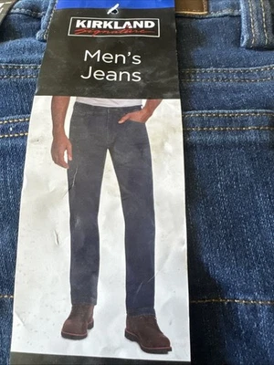 NWT KIRKLAND SIGNATURE Men’s Stretch Straight Fit Jeans 36x32 Blue - Image 1 of 4