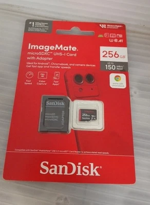 SanDisk SDSQUA4-256G-AW6KA ImageMate 256GB MicroSDXC Memory Card w/ Adapter NEW - Image 1 of 2