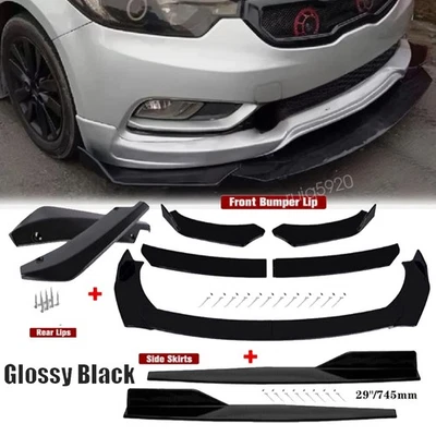 For Kia Rio JB Sedan Black Front Bumper Chin Lip Spoiler+29" Side Skirt+Rear Lip Foto 1 de 4
